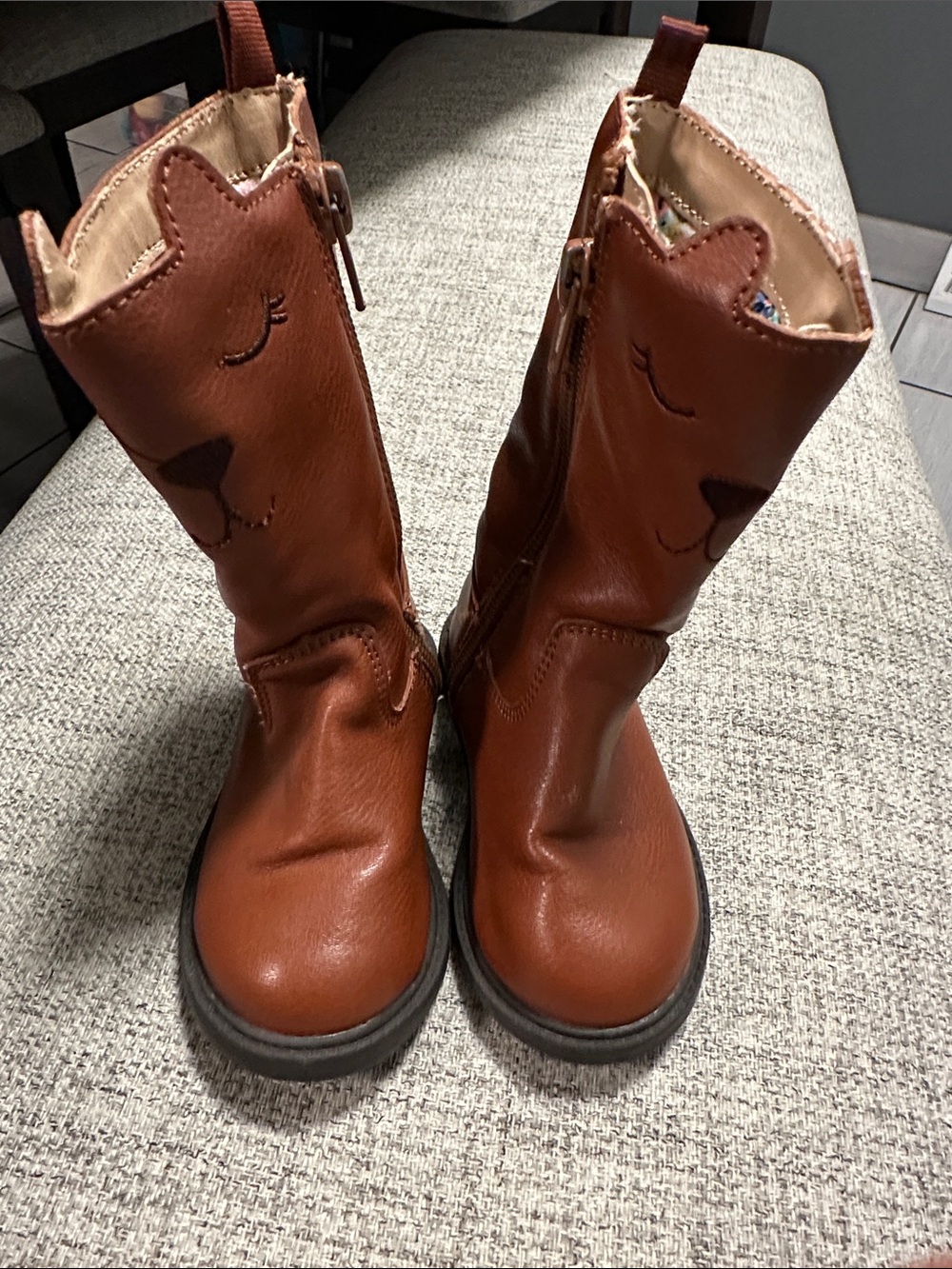 Carter's Brown Cat Face Mid-Calf Boots